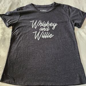 Rock & Roll Cowgirl Whiskey And Willie Gray Tshirt With Graphics Size XXL